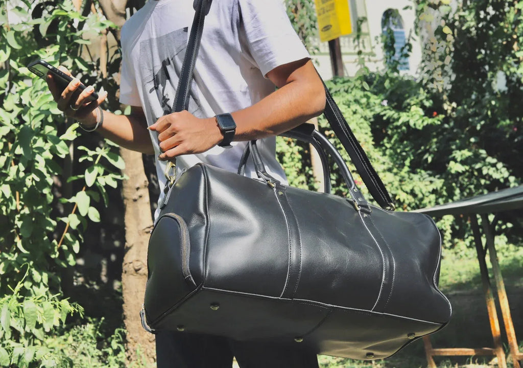 Personalized Leather Duffle Bags for Men Overnight Bag Style 3