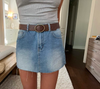 Denim Skirts Single Button Raw Hem