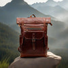 Large Cowhide Leather School Office Backpack