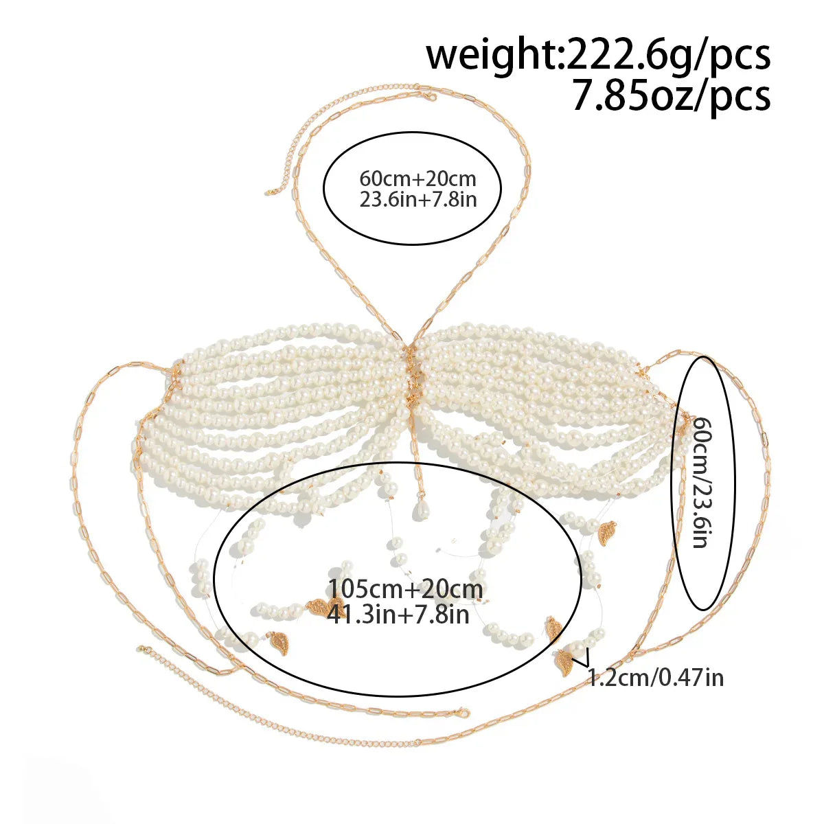 Multi-Layer Faux Pearl Bikini Chest Chain Set