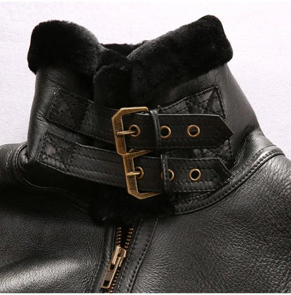 Men Sheepskin B3 Shearling Leather Aviator Flight Jacket