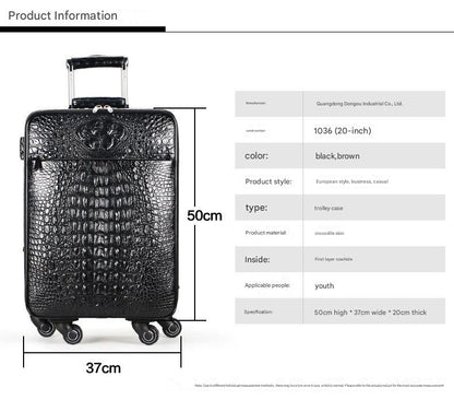 Crocodile Leather Trolley Suitcase for Business & Travel