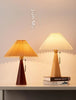 Japanese pleated wooden fabric led table lamp