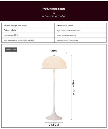 White Mushroom Floor Lamp Scandinavian Tall