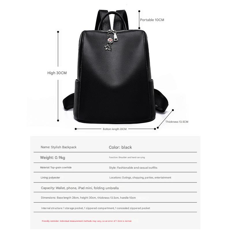Women’s Black Leather Backpack Bag