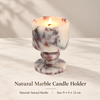 Natural Marble Goblet Candle Holder with Rounded Stem and Red Veining 1