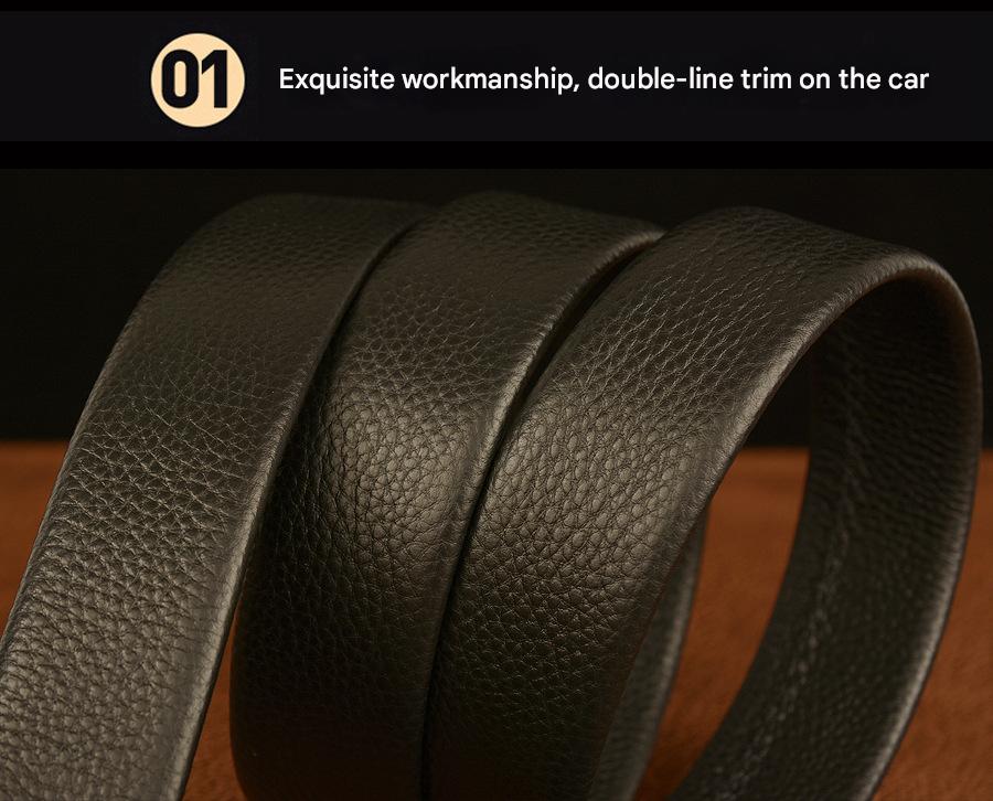 Men’s Cowhide Leather Belt with Rhinestone Dragon Buckle