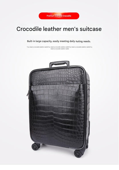 Premium Real Crocodile Leather Trolley Suitcase for Men