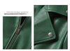 Women’s Leather Bomber Jacket Moto Style Zip Belted