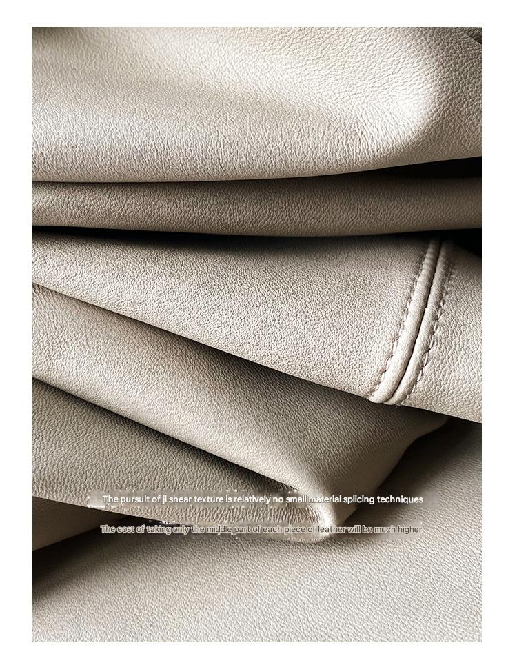 Women Italian Leather Carrot Pants Cropped Straight Leg Elastic Waist