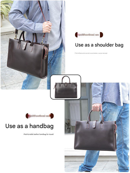 Men’s Genuine Leather Business Shoulder Handbag