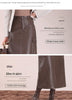 Flap Pocket Split Thigh Imitation Leather Skirt