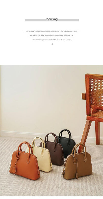 Women’s Genuine Leather Shoulder Bowling Bag