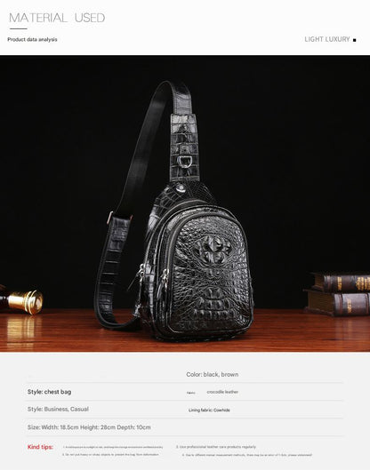 Genuine Crocodile Leather Men’s Chest Bag Crossbody Messenger