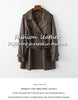 Women Leather Trench Coat Mid-Length Brown Coat