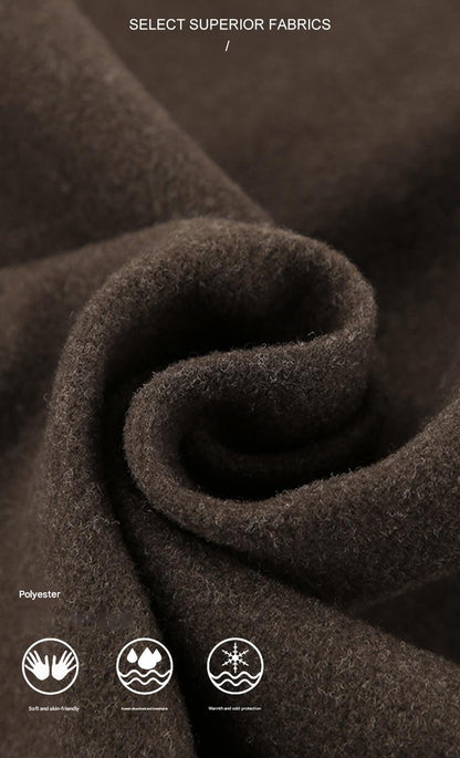 Women Brown Lapel Wool Coat Cropped Loose Fit Zipper Jacket