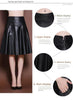 High Waist Leather Midi Skirt Black Swing A-Line Skirt
