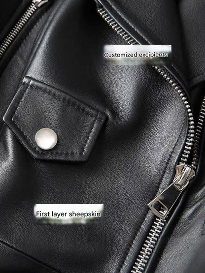 Women long leather trench motorcycle coat - Boho Living Room