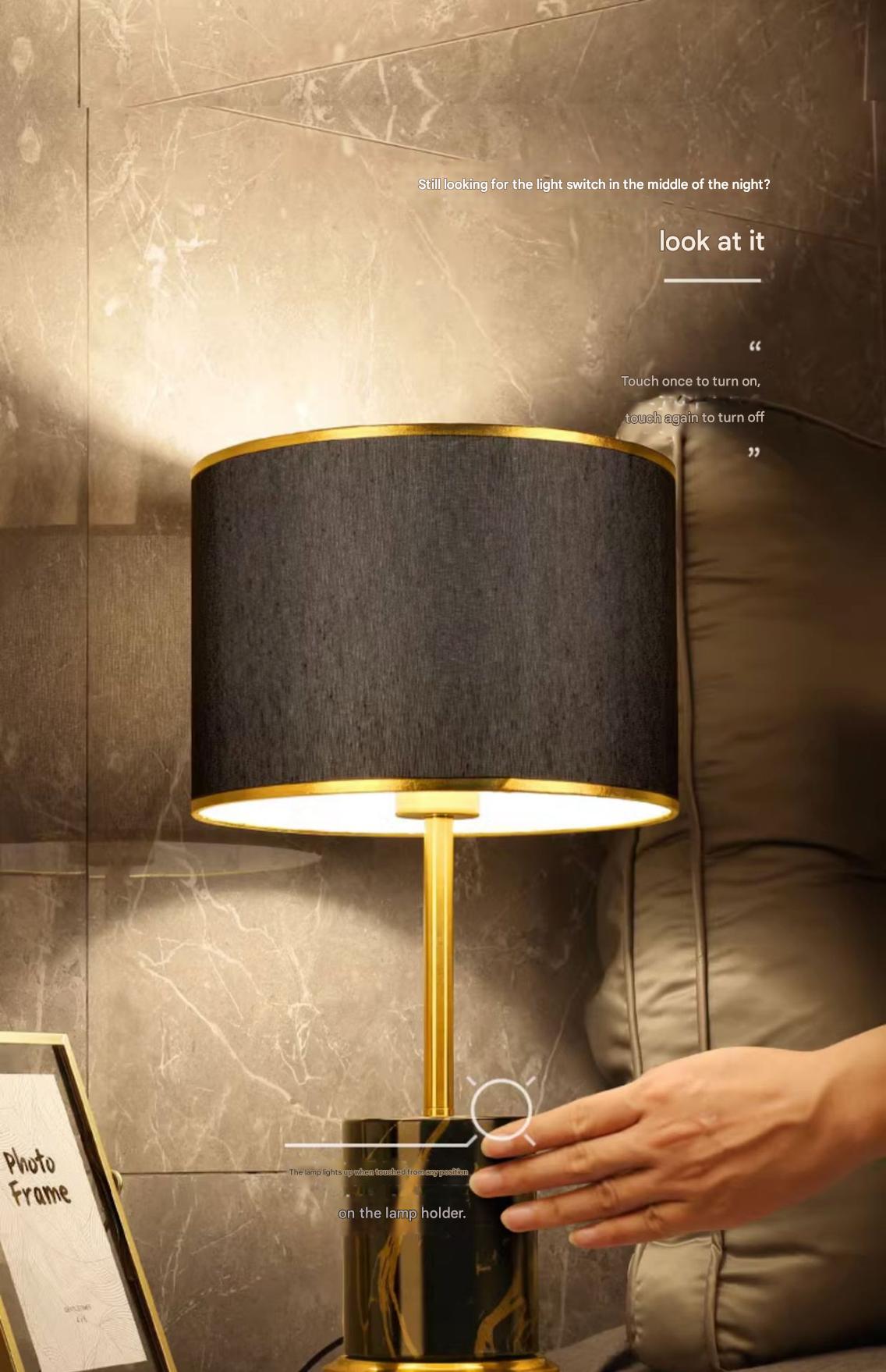 Modern scandinavian marble table lamp gold trim