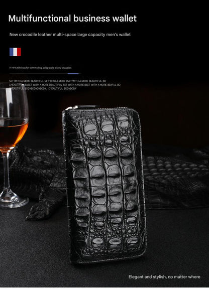 Crocodile Leather Clutch Bag – Genuine Horn-Back Zipper Wallet