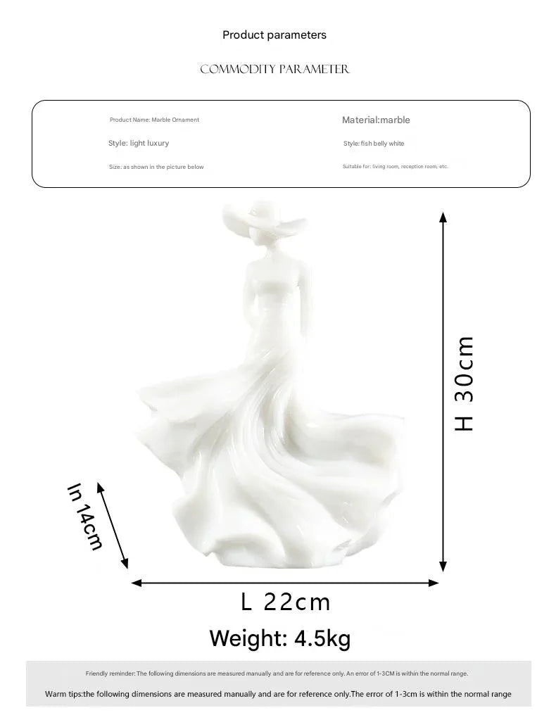 Natural Marble Woman Figurine Light Luxury Sculpture