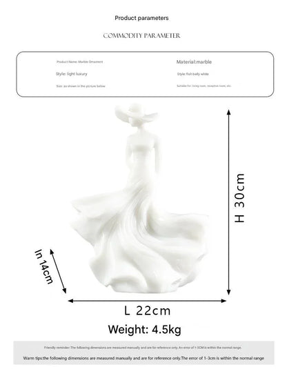 Natural Marble Woman Figurine Light Luxury Sculpture