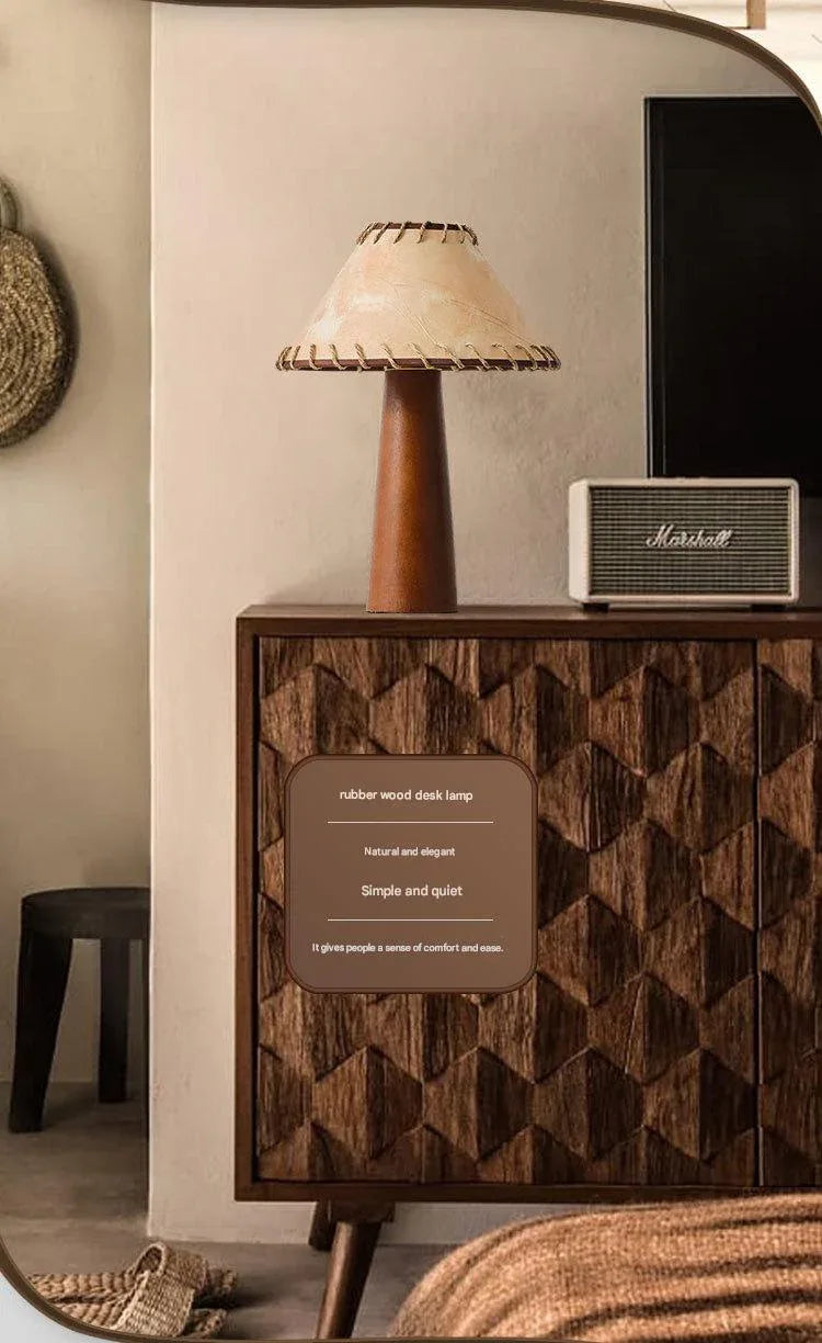 Wabi sabi wooden linen table lamp 40cm