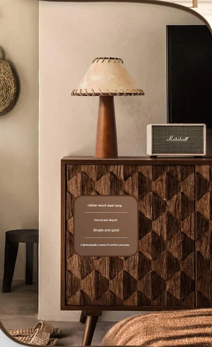 Wabi sabi wooden linen table lamp 40cm