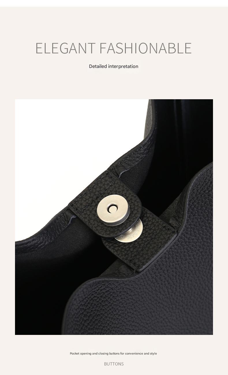 Women Soft Top Grain Leather Bucket Bag