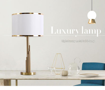 Modern scandinavian brass fabric table lamp