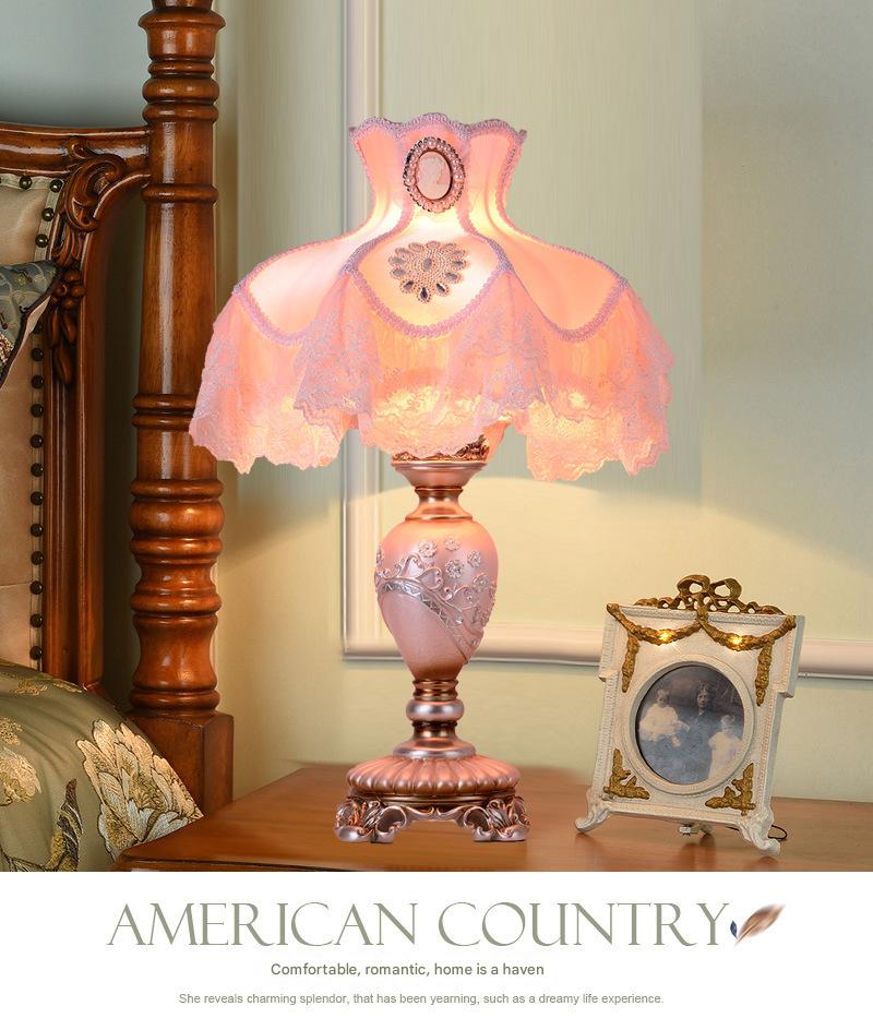 Pastoral pink lace bedside table lamp