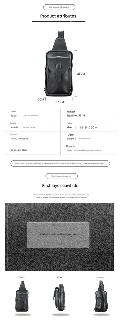 Men’s Top-Grain Cowhide Leather Chest Bag