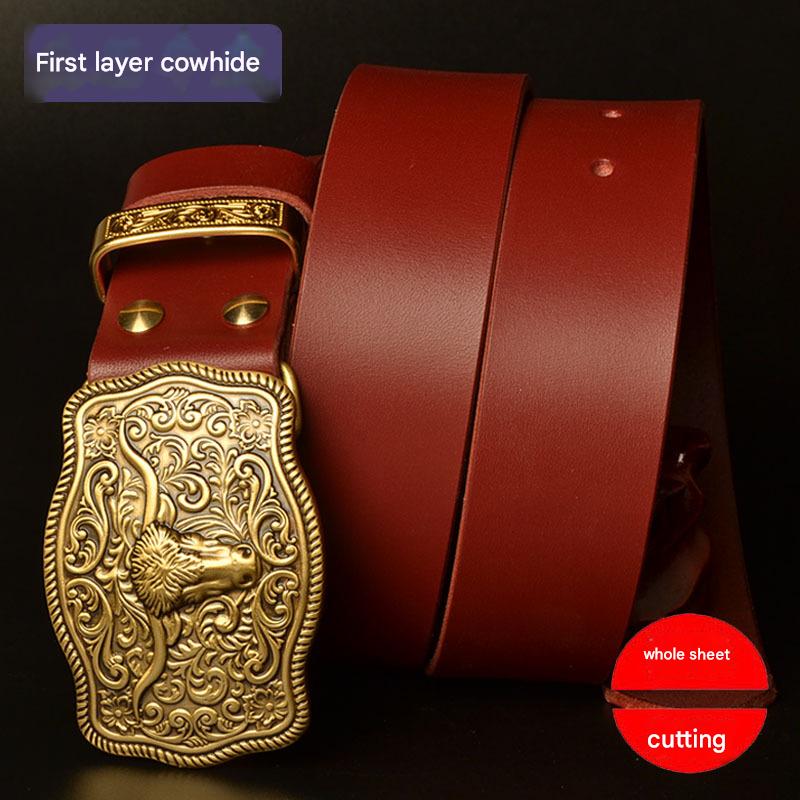 Men’s Western Ox Buckle Full Grain Cowhide Belt