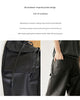 Women Genuine Leather High Waisted Cargo Pants