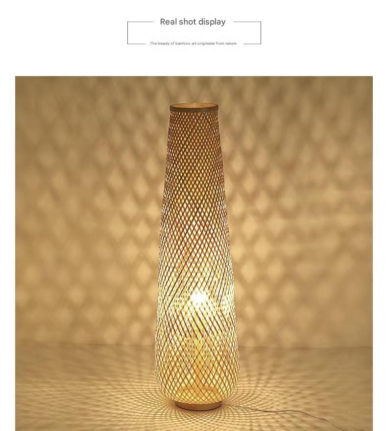 Modern bamboo weaving column floor lamp