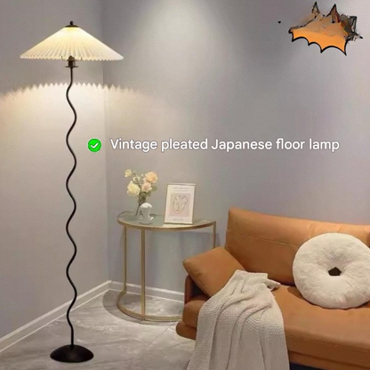 Vintage pleated fabric standing floor lamp