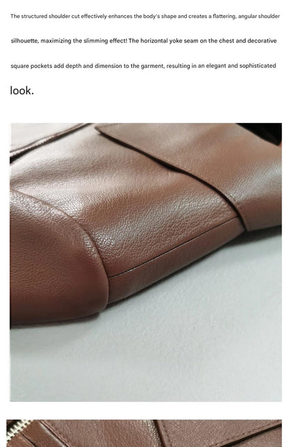 Petite slimfit leather blazer jacket