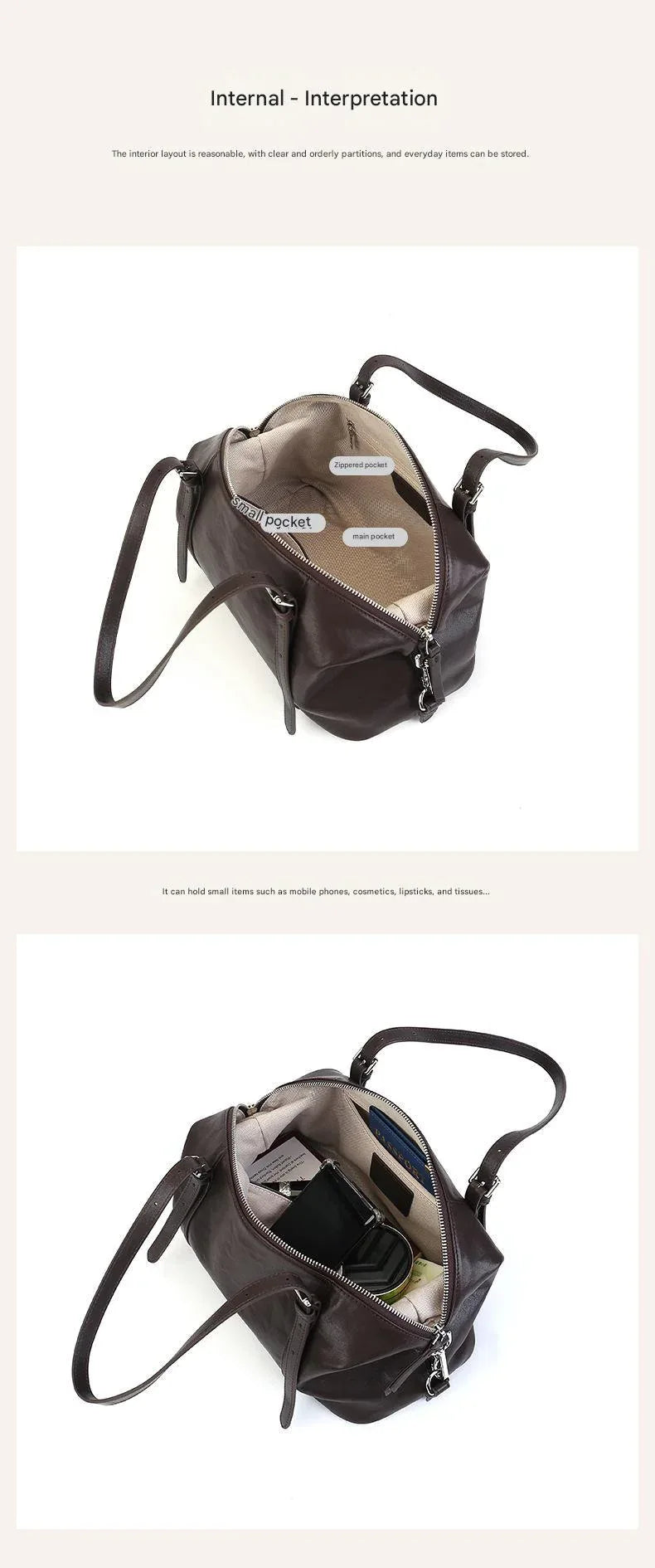 Women Leather Underarm Shoulder Purse With Large Capacity