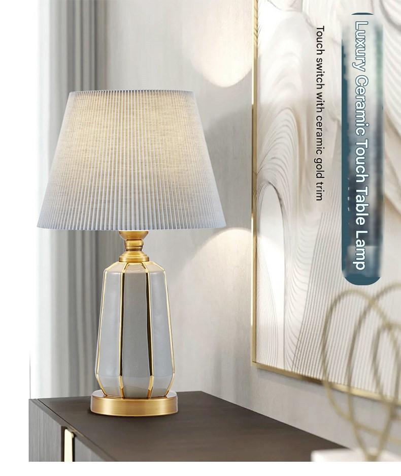 Minimalist ceramic touch table lamp for bedroom