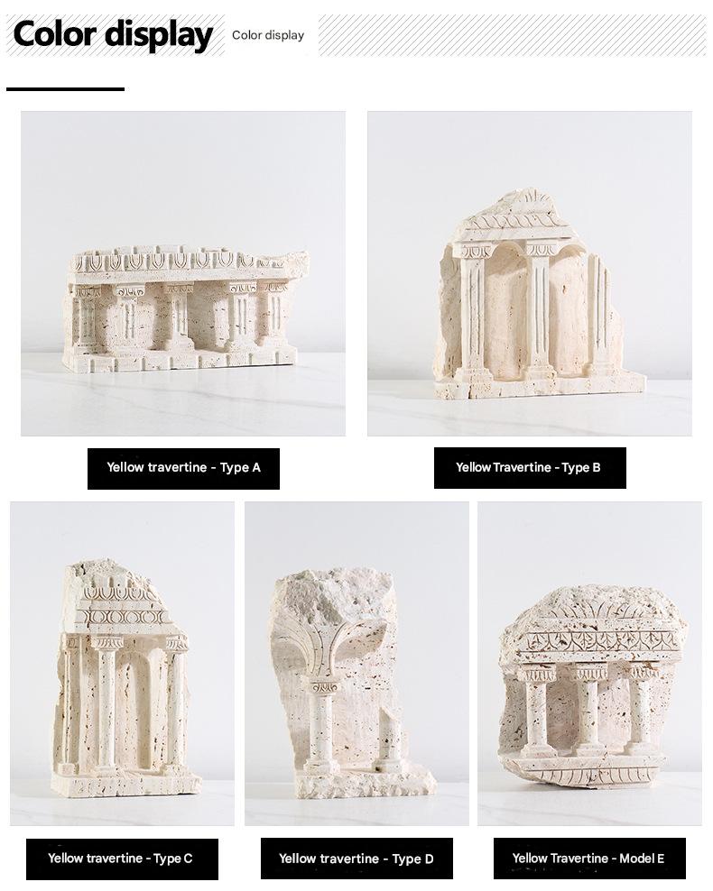 Roman  Yellow Travertine Marble Column Ornament