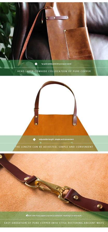 Top Grain Leather Chef Apron with Pockets