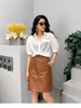A-line leather skirt with genuine leather texture and comfortable waistband for daily wear