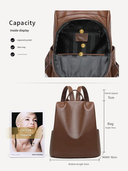 Women Genuine Leather Office Laptop Backpack