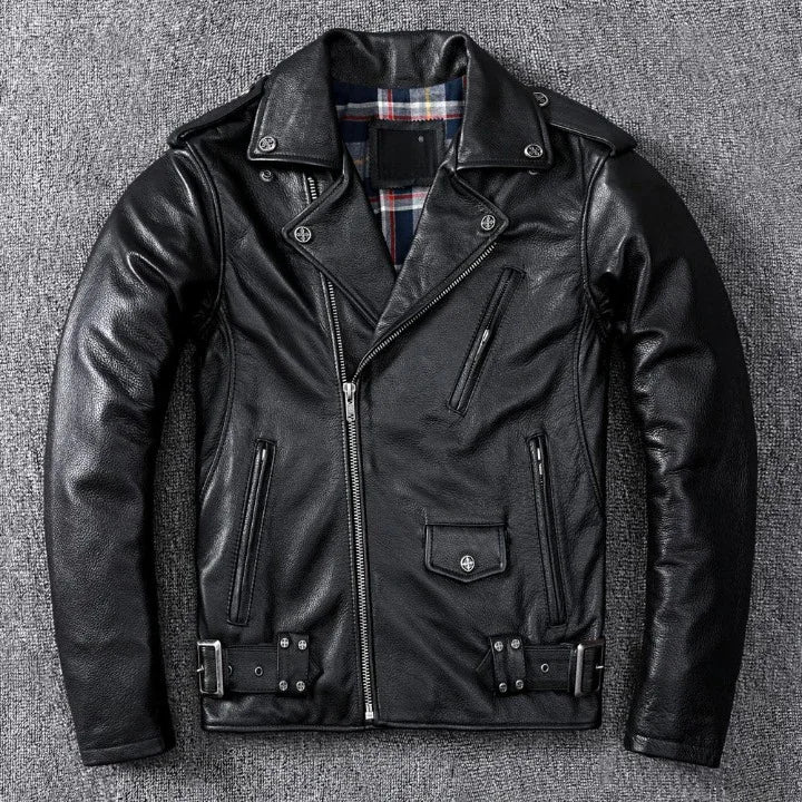 Men’s Slim Fit Motorcycle Leather Jacket