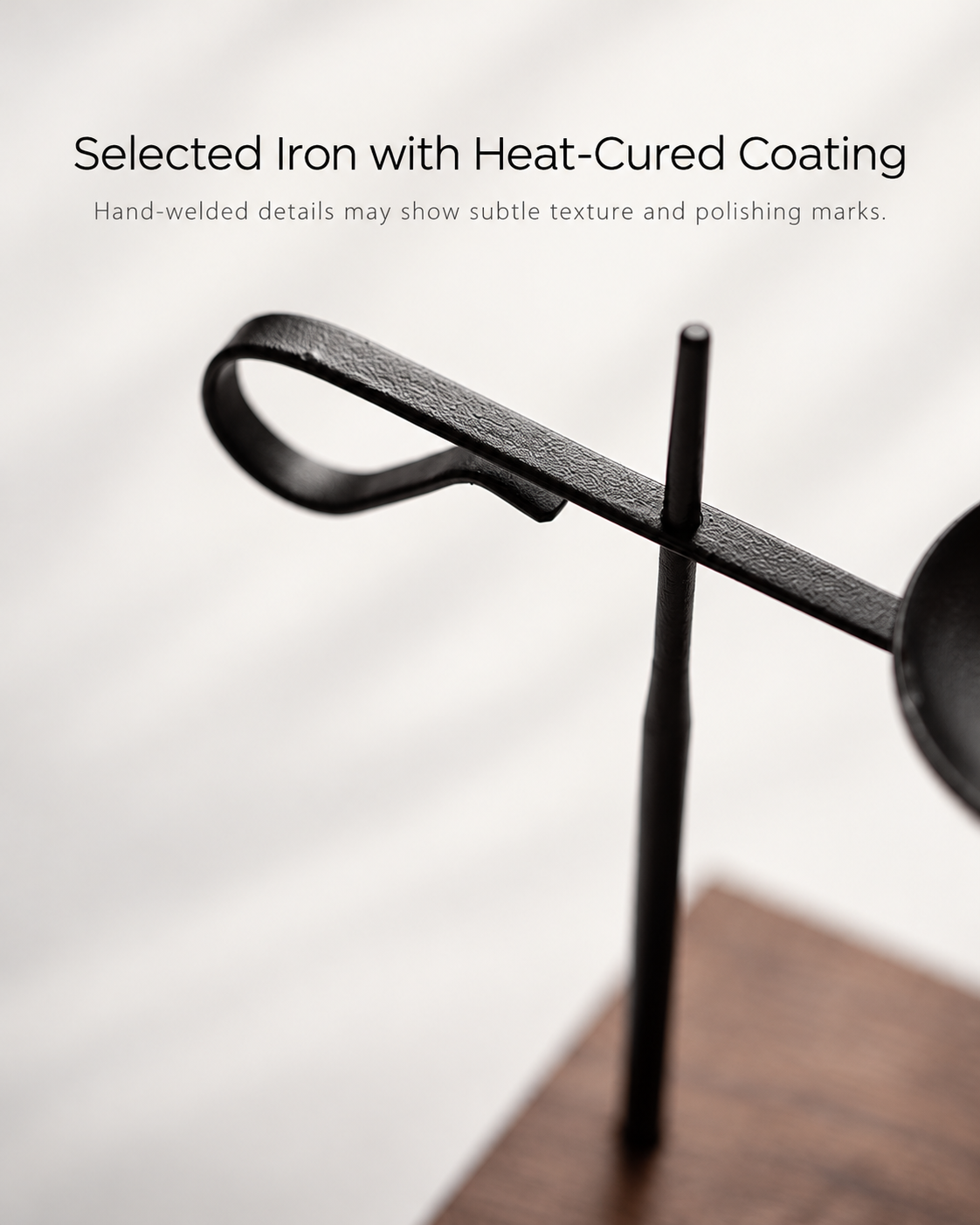 Black Wrought Iron Tea Light Candle Holder with Wooden Base