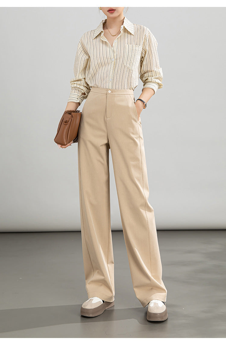 High-waisted casual pants for women with straight drape