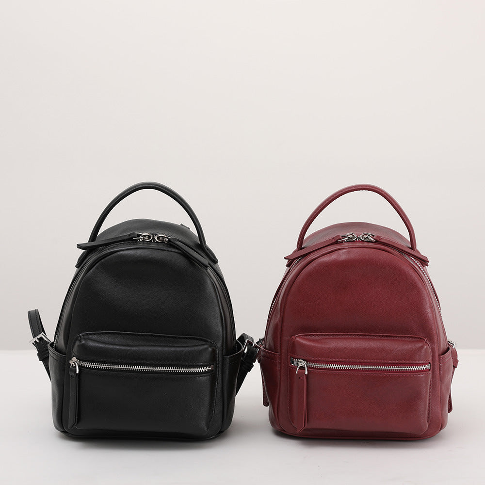 Mini Women Leather Backpack Full-Grain Small Backpack Purse