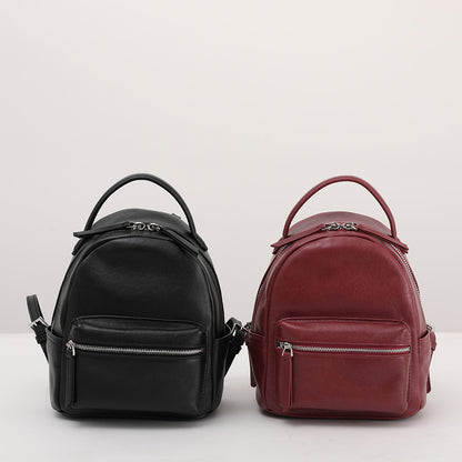 Mini Women Leather Backpack Full-Grain Small Backpack Purse