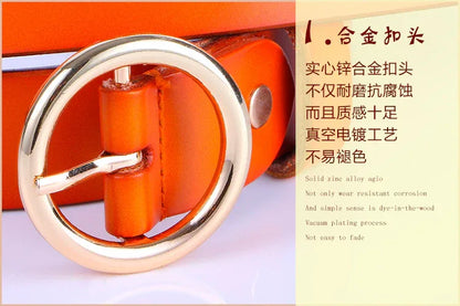 Women's genuine cowhide leather pin buckle belt