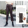 Women High Waisted Cropped Flare Leather Pants